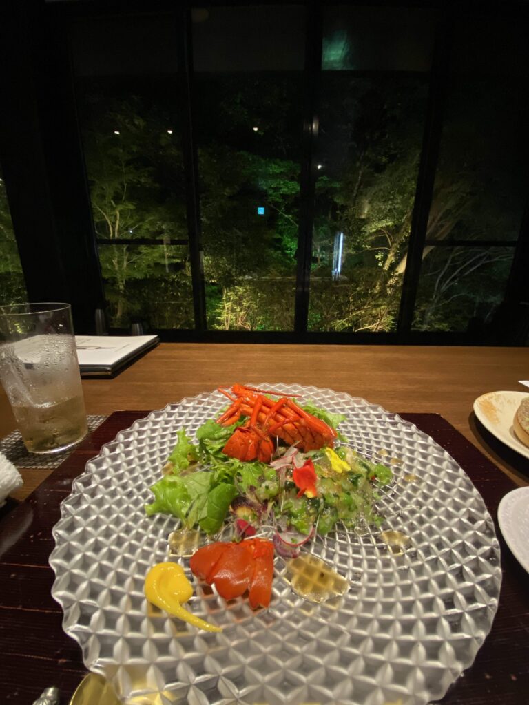 夜景と伊勢海老と野菜ジュレ サラダ仕立て