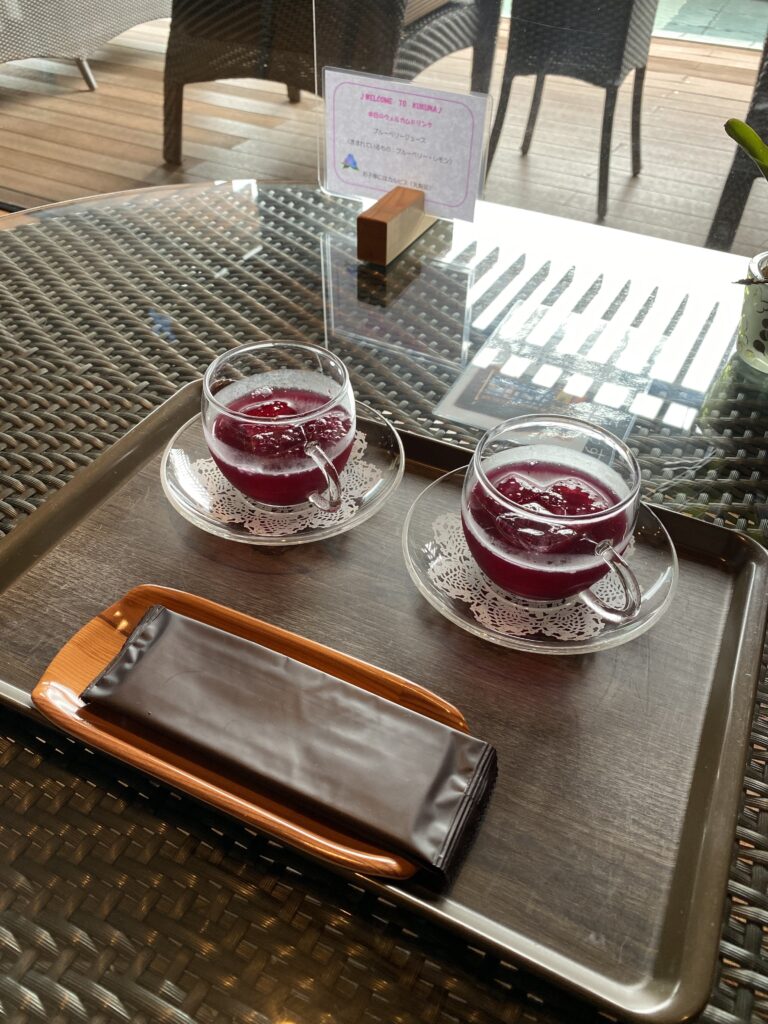 ウェルカムドリンクのブルーベリージュース