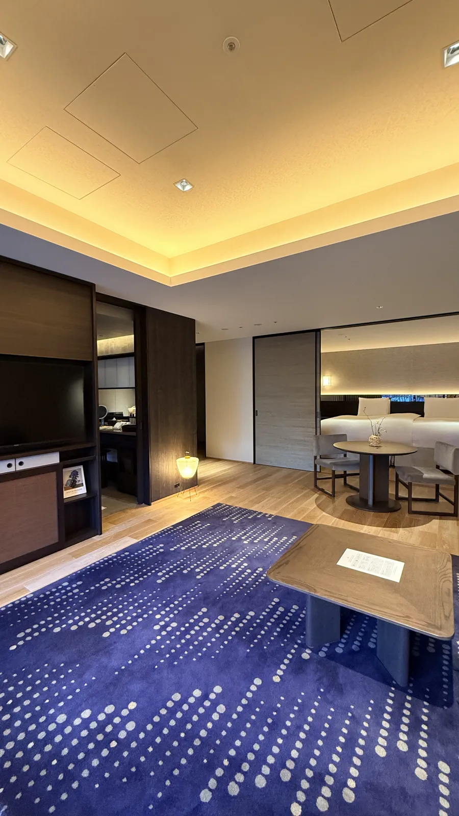 リビングとベッドルームがある客室の全景